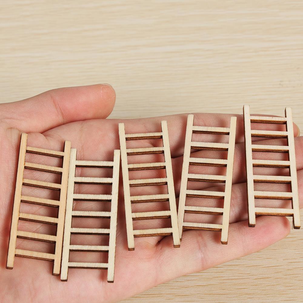 Mini Miniature HandCraft Micro Landscape Miniature Wooden Ladder Home Decoration Garden Ornament
