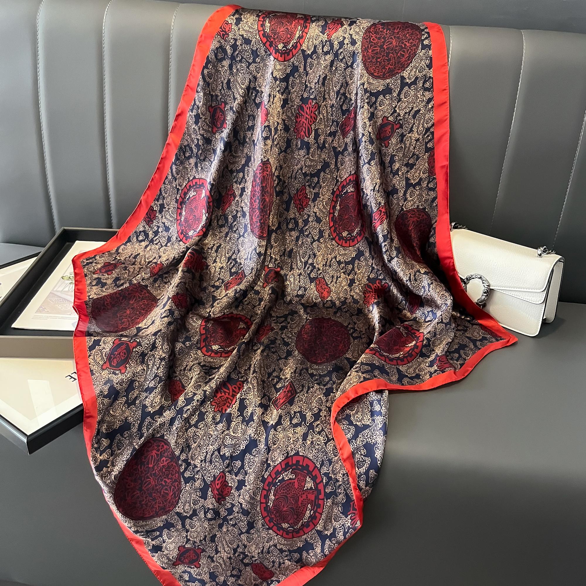 

Новый модный платок из шелка сатина, шейный платок для женщин, принт, хиджаб, женские квадратные шали и накидки, платки для леди темно-синий