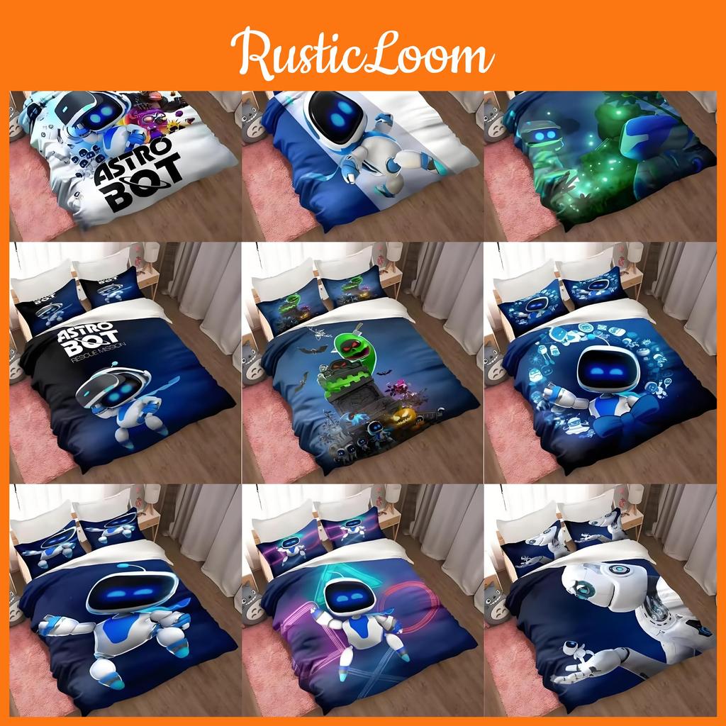 Cartoon Bot Astro Bedding Duvet Cover Pillow Case Set Single Double Bedroom