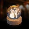 Remote Control Crystal Ball Night Light with Wooden Base – 3D Carving Luminous Glass Ornament, Perfect for Birthdays.