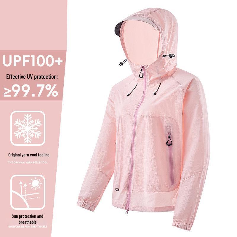 Women's Lightweight UV Protection Hooded Jacket - Quick Dry, Breathable, Ice Silk Summer Sun Shield