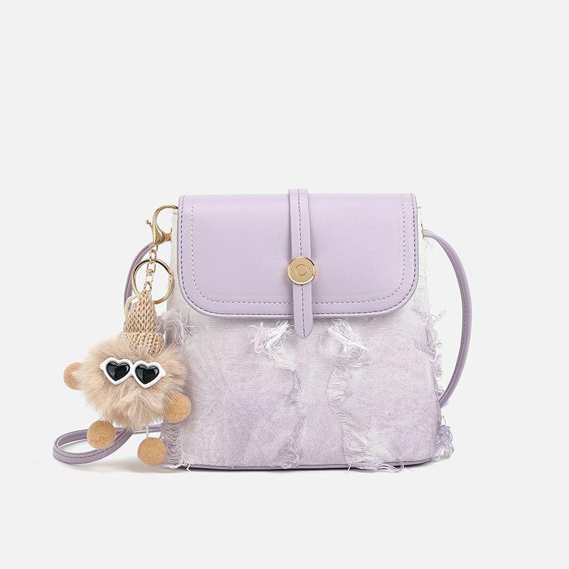 

2025 New Chinese Lace Small Square Bag Fashion Versatile One Shoulder Crossbody Underarm Bag Pendant Crossbody Bag фиолетовый