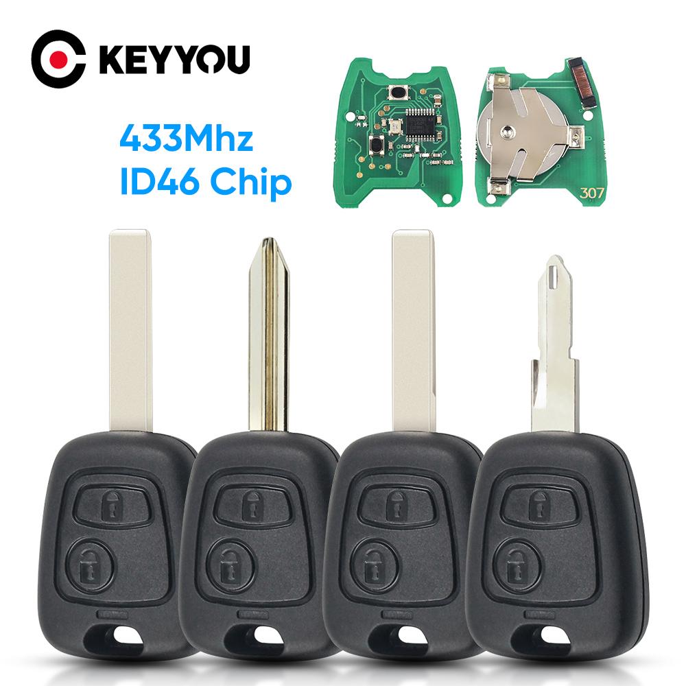 KEYYOU Remote Car Key 433mhz ID46 For Peugeot 106 107 206 306 307 207 407 Partner For Citroen C1 C2 C3 C4 Saxo Picasso