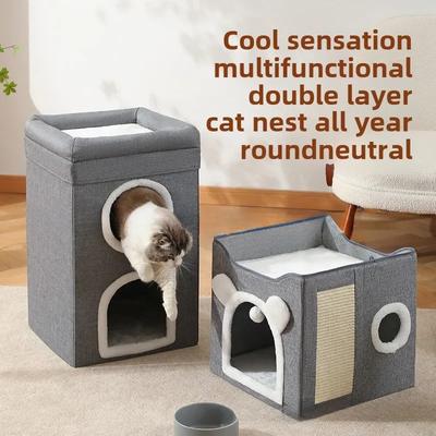 Double-layer Cat Nest Universal In All Seasons Warm In Winter Semi-closed Large Removable and Easy To Clean Foldable Pet Nest