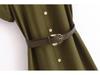 2025 Spring Women's European & American Style Belted Short Sleeve Turn-Down Collar Dress