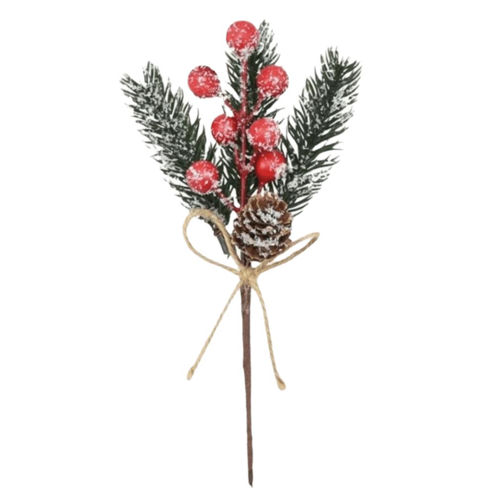 Snowflake Christmas Decoration Pine Cone Christmas Berry Lifelike Artificial Pine Branch Home