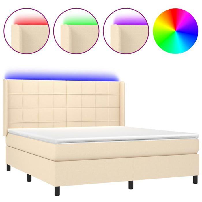 VidaXL Sommier à Lattes de Lit avec Matelas et LED, Lit Rembourré, Lit Double, Lit Adulte de Chambre à Coucher Intérieur, 3138338