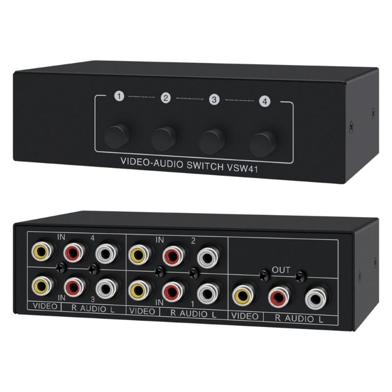 4Input AV Selector Box AV Switcher With Push Button Control Universal Compatibility For Home Studio AV Devices Setup