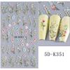 5D  Daisy Embossed Nail Stickers Colorful  Fresh Floral Designs Five-Petal Flower Self-Adhesive Diy Nail Art Decals Decorations
