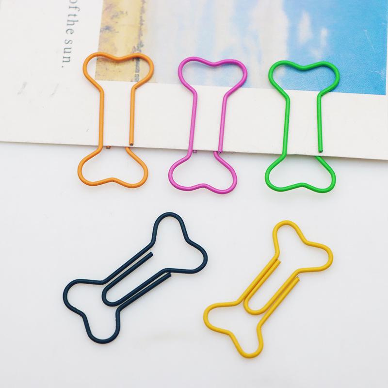 Multi-Color Dog Bone Paper Clips - Metal Binder Clips for Office Organization