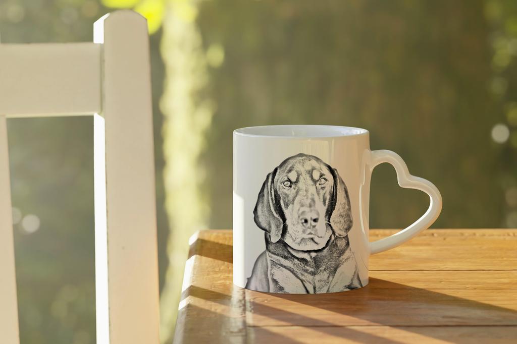Black and Tan Coonhound I - Cup with a Dog, Adorable Cup with a Heart-shaped Handle, Universal Gift from the Art-Dog Brand