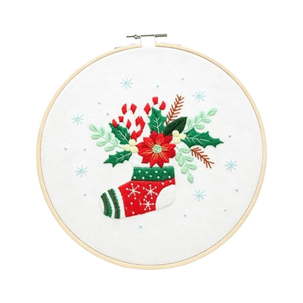 Handmade Christmas Embroidery Kit Snowman Tree Reindeer DIY Embroidery Kit Home Decor Suitable Beginners Cross Stitch Set
