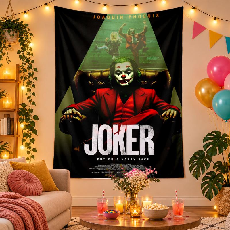 Polyester Wall Tapestry with Joker DC Design, Decorative Hanging for Bedroom Living Room Dorm