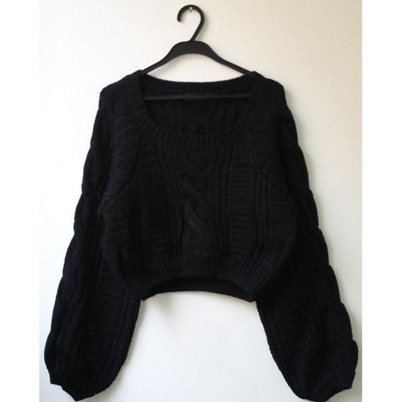 

Весенне-осенний женский модный короткий пуловер однотонный свитер M