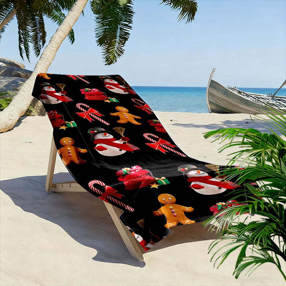 Whimsical winter holiday celebration Print beach towel, quick drying, suitable for travel, outdoor sports, jogging, the beach and swimming, gift