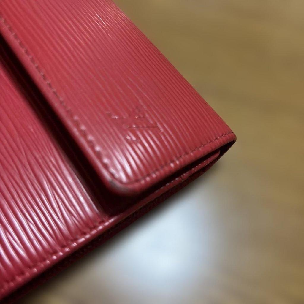 Used Louis Vuitton Epi Leather Long Wallet Red Serial Number CA1016