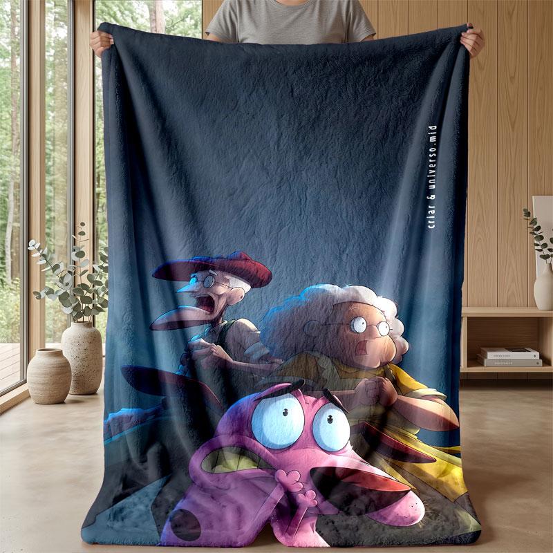 Soft Flannel Blanket Lightweight Cozy Bedroom Living Room CoverCourage the Cowardly Dog