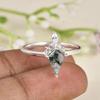 Vintage Moss Agate Promise Ring with CZ Halo | Nature Inspired Sterling Silver Ring | Moss Agate & Cubic Zirconia Engagement Ring