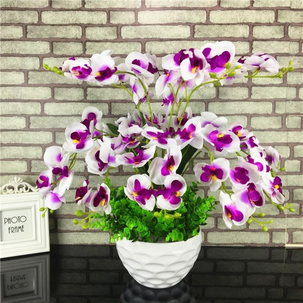 Butterfly Orchid Artificial Flowers Real Touch 7 Forks 3D Orchidea Phalaenopsis Silk Flower Home Wedding Decoration