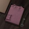 Semi-turtleneck cashmere sweater men's double-strand thickened solid-color sweater loose-knit wool