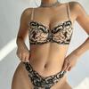 European and American Sexy Lace Jacquard Underwear Sexy Bra Women Have Steel Ring Upper Support To Gather Bra Set