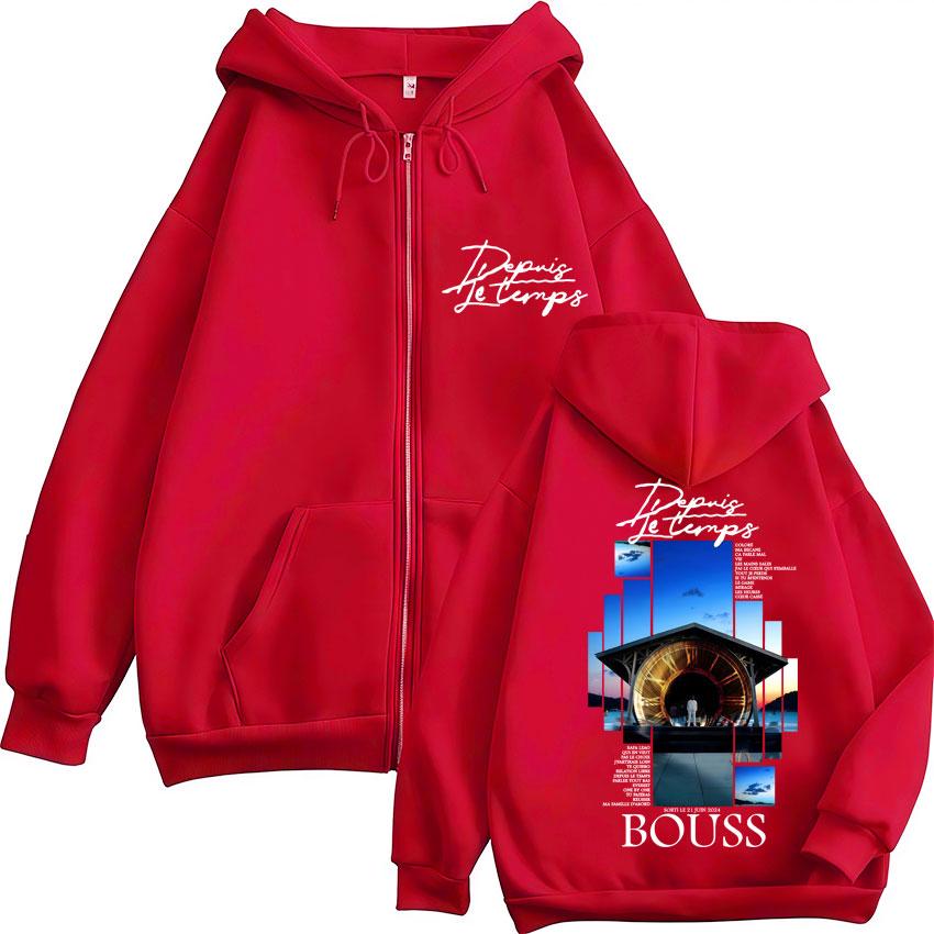 Rapper BOUSS DEPUIS LE TEMPS Album Zipper Hoodie Men's Vintage Hip Hop Fashion Zip Up Sweatshirt Winter Fleece Loose Jacket