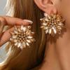 Bestselling Colorful Crystal Sunflower Dangle Earrings - High-end European & American Evening Style