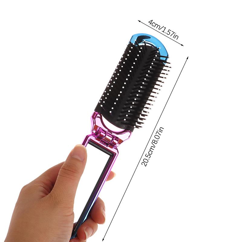 Mini-Haarbürste, faltbarer Massagekamm, Kopfmassage, antistatisch, tragbare Reise-Haarbürste, Mädchen-Haarkämme mit Spiegel