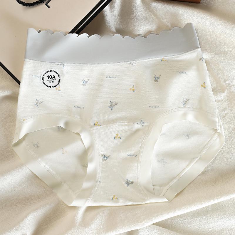 

10A Antibacterial Seamless Lyocell Mid-Waist Hip-Lifting Printed Women s Briefs M (40-50 kg)