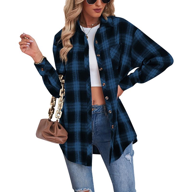 Autumn/Winter 2025 Women's Plaid Boyfriend-Style Loose Shirt