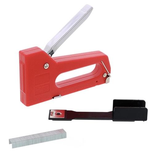 

Takagi TAKAGI Handy Tacker & Stapler, 100 Staples, 2-Way Operation: Stapling with the Stacker or Stapling with a Dedicated Stapler Guide, Holds up to