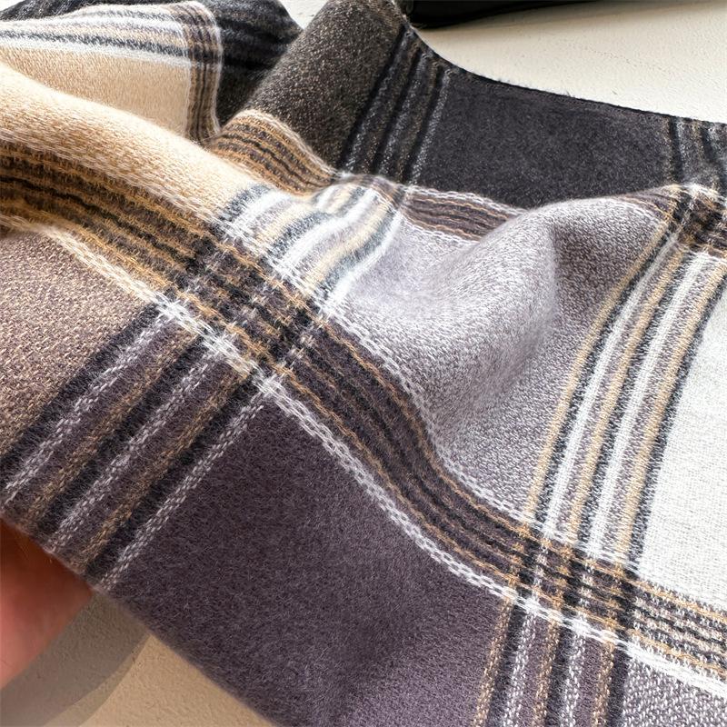 Imitation Kaschmir Karierter Schal Damen Herbst Winter Warm Quasten Schals Mode Schal Gitter Freizeit Halstuch Europa Amerika
