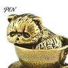 Artistic Home Office Desk Decor Miniature Teacup Cat Statue, Cute Brass Dog Figurine, Landscape Decorative Accents Collectable Animal for DIY