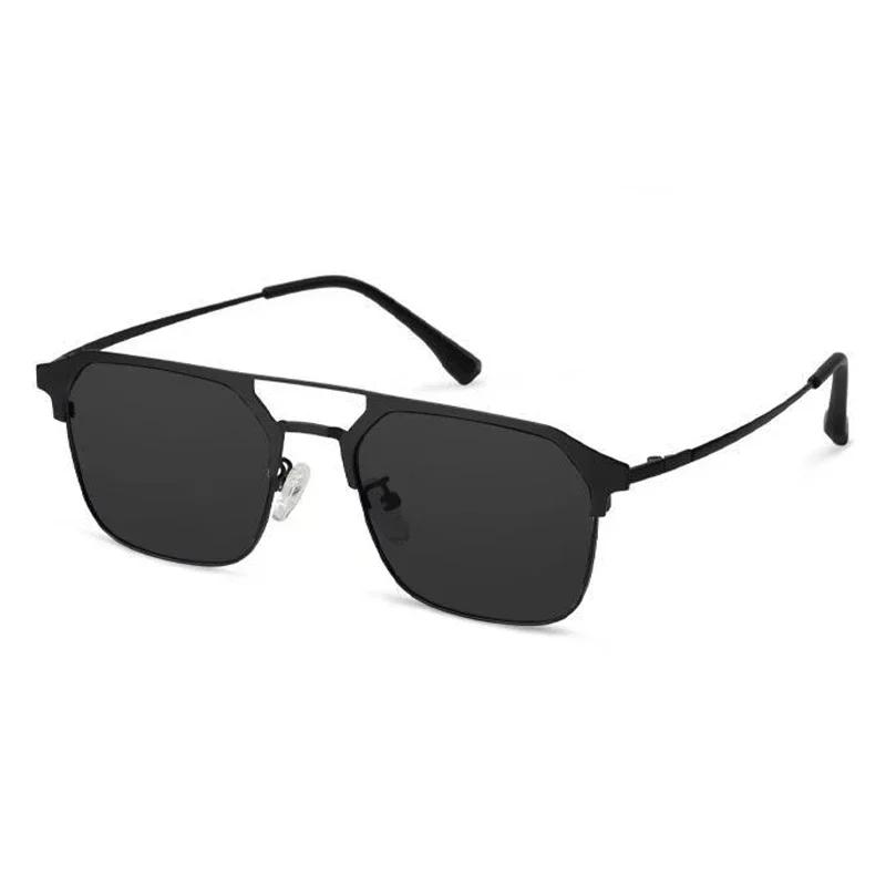 Korean Double Beam Frame Metal Myopia Glasses Trendy Men Half Frame Myopia Sunglasses Anti UV Driving Near Sight Sunglasses