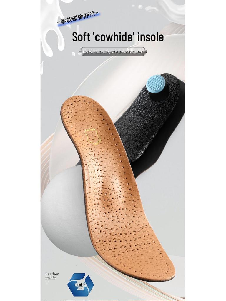 Orthopedic Genuine Leather High Arch Support Insoles - Odor-Resistant, Breathable, Sweat-Absorbent for Men & Women