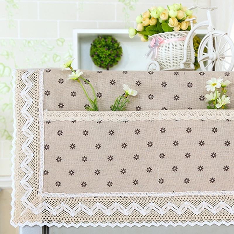 Multis Pocket Cotton Linen Refrigerator Cover Durables Washable Fabric Surfacee Protectors