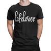 Men's T-Shirt Lifelover White Solid Logo Fun Pure Cotton Tee Shirt Short Sleeve T Shirt Crew Neck Tops 6XL