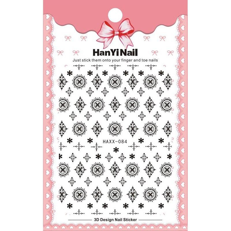 1 Sheet 3D Adhesive Nail Sticker Geometric Patterns Flowers Butterfly Decal for Nail Art Decoration