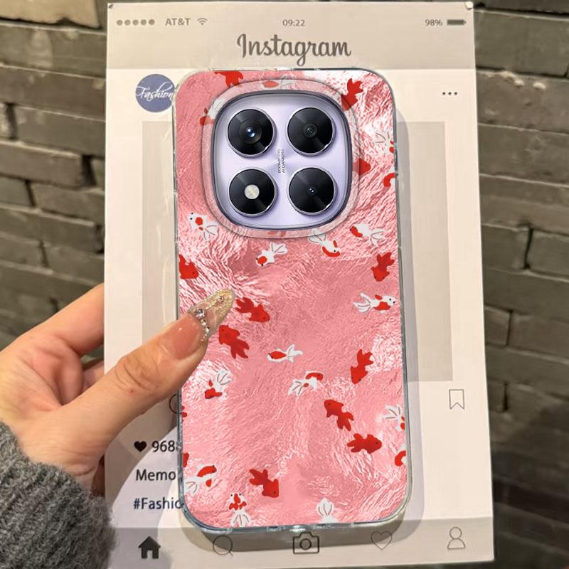 Blue Ocean Red Carp Girls Phone Case For Xiaomi 14T 13T 14Tpro 11 Lite 5G NE Shockproof Fundas Protection Back Vortex Texture Women Cover