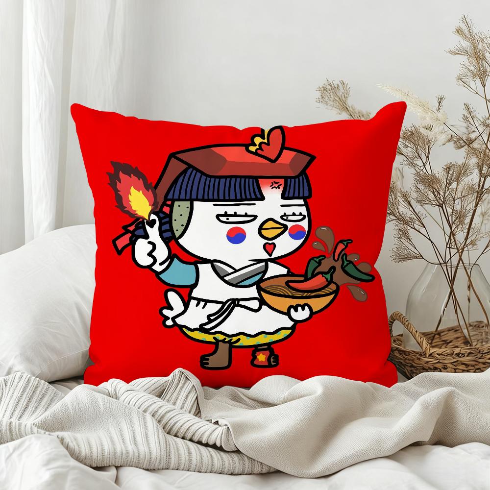 

KKwaii Cartoon BBuldak RRamenS Pillow Case Bedroom Sofa Living Room Backrest Decoration Square Cushion Nap Time 30x30 cm