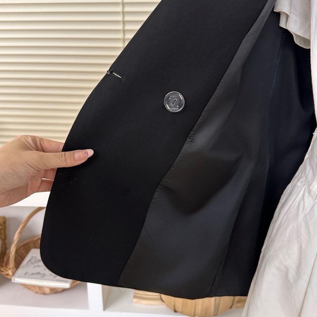 Dámské elegantní sako Korejský styl Volný střih Ležérní blejzr Design s prošívanými manžetami Novinka