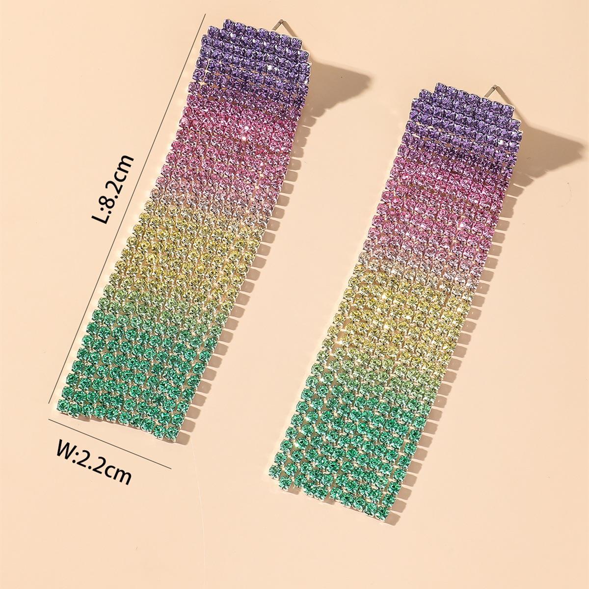 

Европа и США мода простые серьги-кисточки со стразами градиентные цвета блестящие серьги для ночного клуба женские серьги-цепочки с когтями ювелирные изделия разноцветный