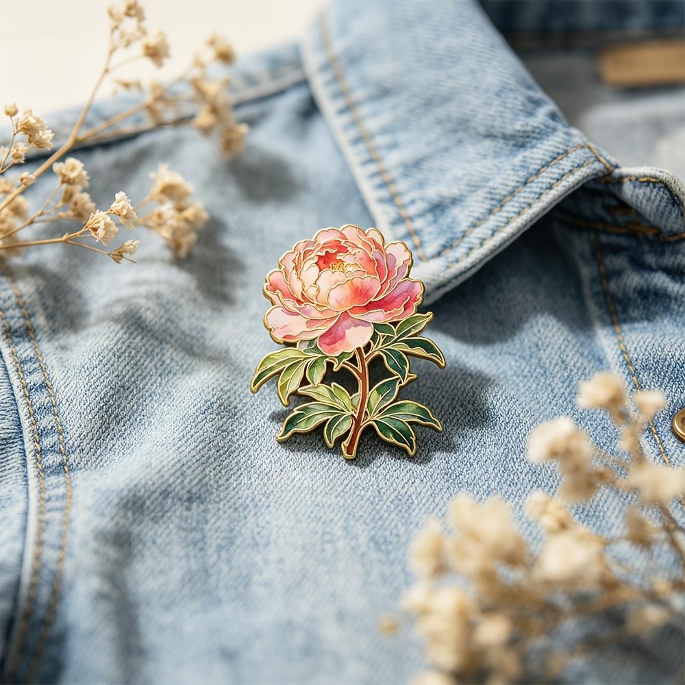1Pc Peony Enamel Brooch Fashion Decorative Brooch Badge Pin Lapel Bag Decoration Jewelry Gift Mother S Day Gift разноцветный