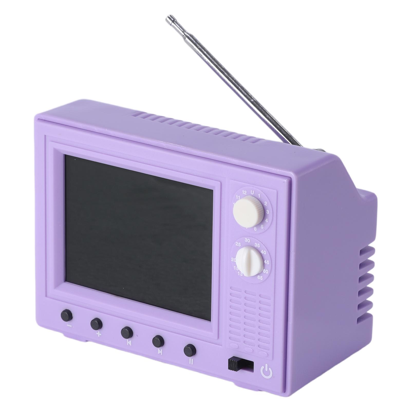 Mini Retro TV with 8GB Storage HD 720p Tiny TV Support External USB Miniature TVs Model for Dollhouse Miniature Scenes Gift фиолетовый