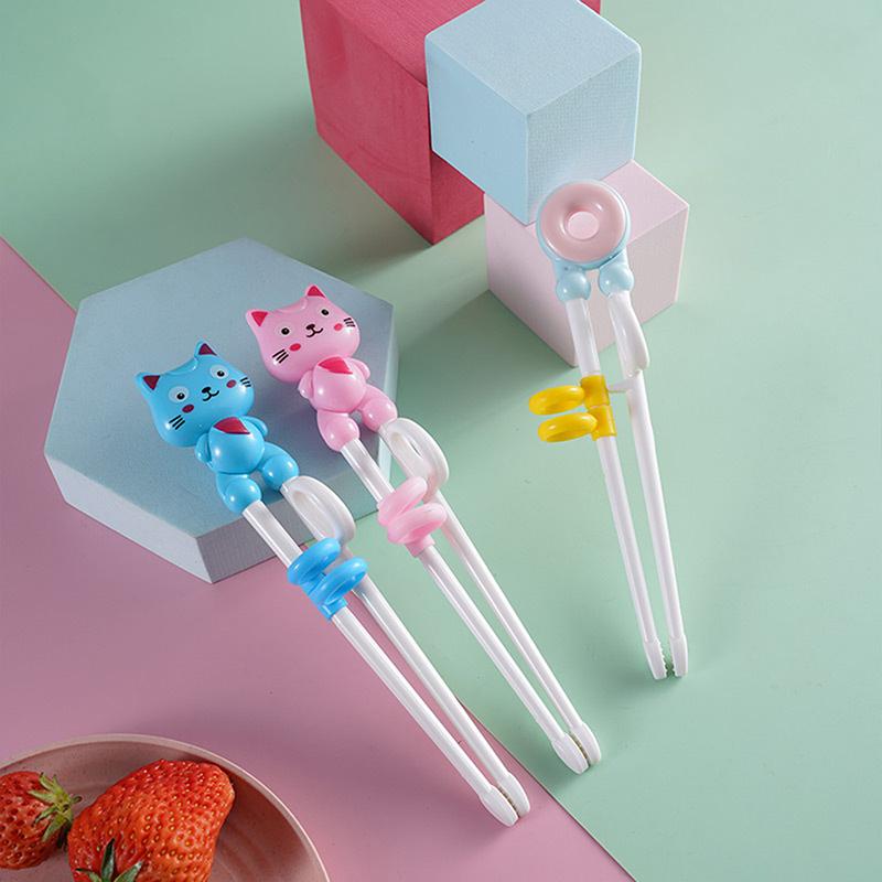 1 paar Baby Kinder Training Geschirr Lebensmittel Sticks Cartoon Tier Essstäbchen Für Kinder Nette Katze Elementare Lernen Essstäbchen