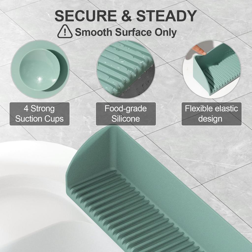 Paquete De 2 Protectores Contra Salpicaduras Para Bañera – Protector De Salpicaduras De Agua De Silicona Con 4 Ventosas, Soporte Para Juguetes De