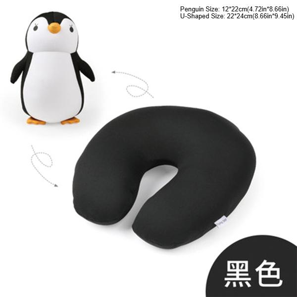 Cute Penguin Plush Toy 2 In 1 Travel Animal U Shape Supportive Neck Pillow Convertible Penguin Transform Pillow for Children