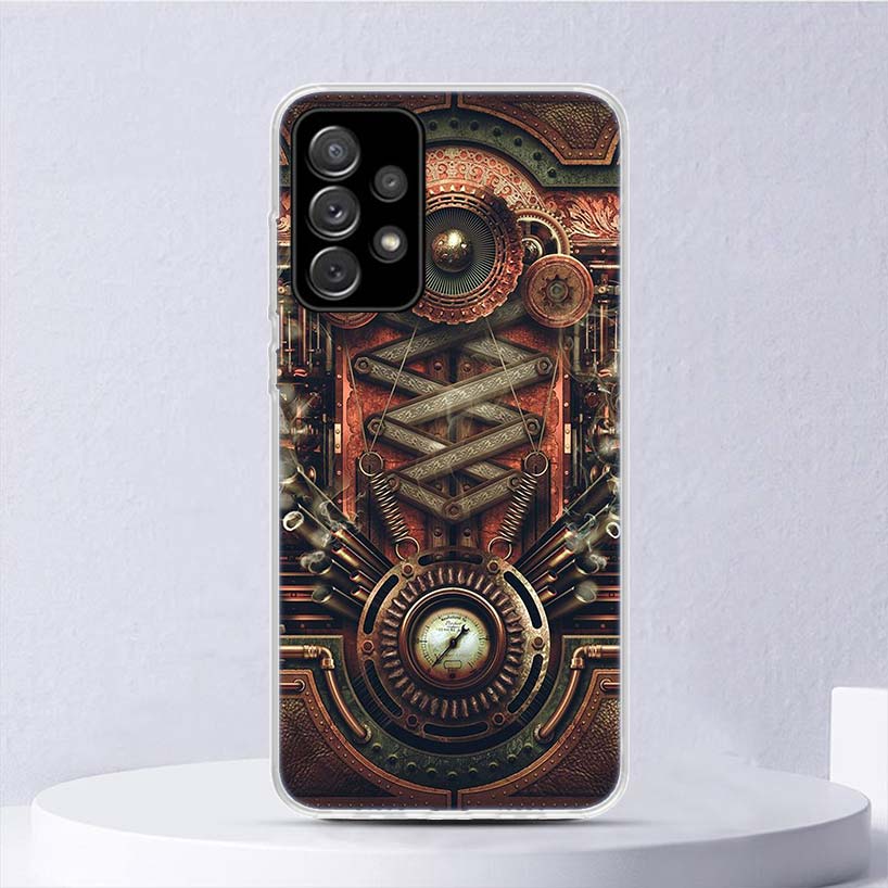 Steampunk Gear Mechanical Soft Case For Samsung Galaxy A15 A14 A13 A12 A55 A54 A53 A52 Phone Cover A35 A32 A33 A25 A23 A22 A05S