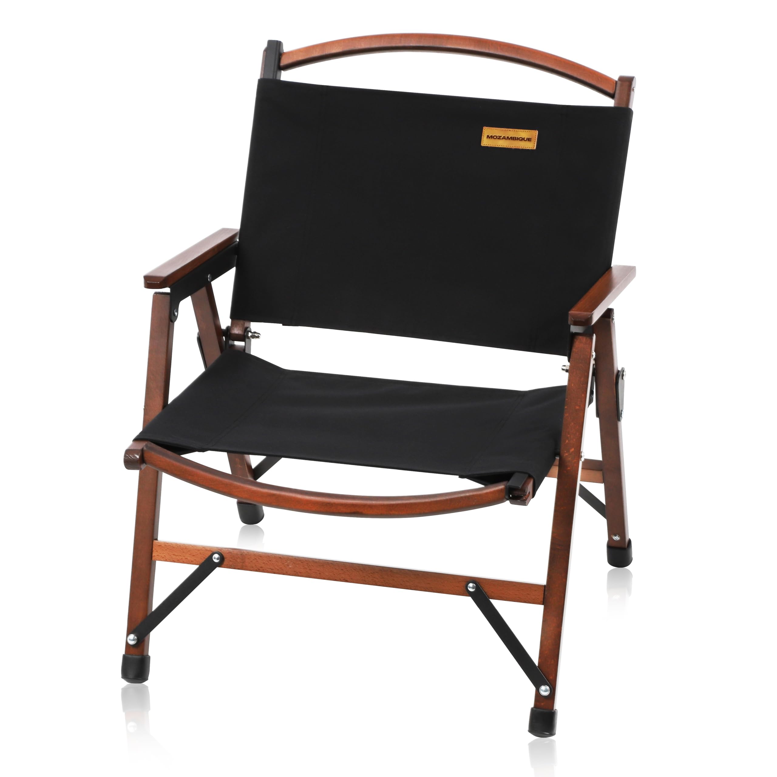 

Mozambique Folding Outdoor Camping Chair, Compact, Wooden, 110kg Weight Capacity [Wood Chair that can also be used as interior décor] (Black)