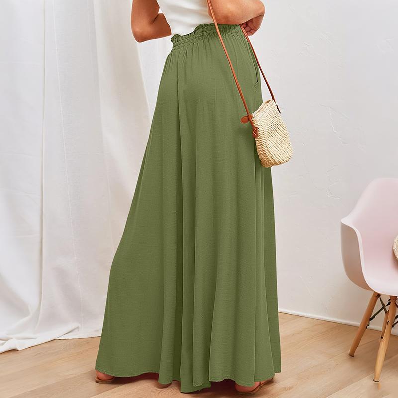 Women Autumn Winter Wardrobe Staple Versatile Draped Bandage High-Waisted Solid Color Pocket Culottes Pants
